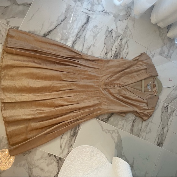 Vintage Kay Unger Gold Silk Dress - Picture 5 of 11